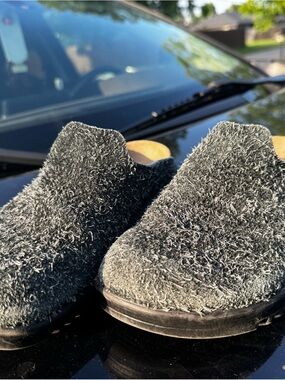 Women's Grey Faux-Shearling Slip-On Loafers